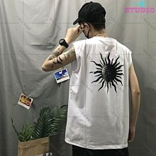 暗黑系無袖T恤男寬鬆男生背心男潮流純色汗衫打底坎肩吊嘎無袖背心運動背心男  59-真男人專賣店 歷史價格詳細信息