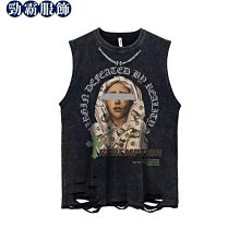 美式高街hiphop做舊黑色破洞牛仔褲男潮牌痞帥直筒寬鬆顯瘦長褲子 歷史價格詳細信息