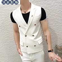 男裝短袖 無袖體恤 男背心 無袖t恤男 ins外穿個性潮流V領夏季薄款冰絲白色刺繡無袖背心 歷史價格詳細信息