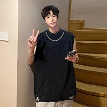 美式高街背心男款水洗做舊坎肩100純棉無袖T恤街頭夏季馬甲-毛毛男裝 歷史價格詳細信息