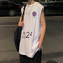男士背心 字母背心 學生無袖T恤男 潮牌坎肩汗背心男 韓版寬松運動上衣 無袖t恤 港風chic個性上衣 跑步背心-勁霸服飾 歷史價格詳細信息