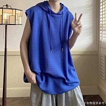 潮流連帽華夫格寬鬆背心 休閒百搭坎肩無袖背心 情侶運動坎肩  背心 男女衣著（ZT145）-MINTS名仕男裝 歷史價格詳細信息