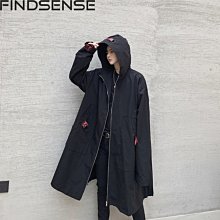 FINDSENSE 秋冬上新 2019 韓國時尚流行拼接連帽外套中長風衣大衣 G19男裝休閒上衣 歷史價格詳細信息