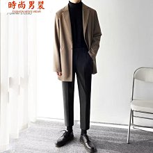 毛呢大衣男秋冬韓版潮流時尚休閒呢子風衣中長款帥氣寬鬆外套 歷史價格詳細信息