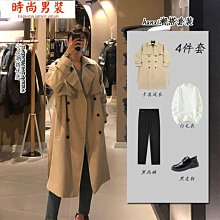 男士風衣大衣外套 春秋款潮流男裝 2022早秋新款英倫風中長款大衣外套秋裝上衣男-时尚男装 歷史價格詳細信息