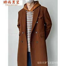 大衣 冬季大衣女 毛呢外套男風衣 秋冬季新款毛呢大衣男中長款過膝羊毛大衣加厚~梅梅服飾 歷史價格詳細信息