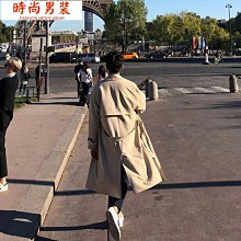 2022新款外套男韓版潮流帥氣青年寬鬆大衣男秋冬英倫風衣男中長款-时尚男装 價格比較,價格查詢,歷史價格詳細信息