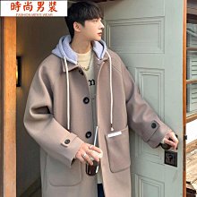 毛呢大衣男高級感潮牌寬鬆休閒中長款風衣春秋季港風復古情侶外套-时尚男装 歷史價格詳細信息