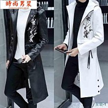 風衣外套休閒大衣-中長款黑色俐落春秋男外套73yw20【巴黎精品】 歷史價格詳細信息