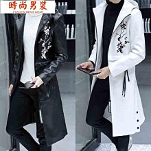 熱賣皮風衣男長款青年立領時尚潮流韓版緊身秋冬帥氣加棉加厚保暖外套-时尚男装 歷史價格詳細信息