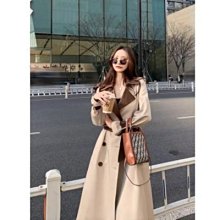 風衣大衣長款外套-撞色繫帶雙排扣高腰女外套2色73yt17【巴黎精品】 歷史價格詳細信息