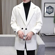 特賣-外套 風衣 棉衣 大衣男 風衣外套中長版韓國 青年白色中長款毛呢大衣男士秋冬韓版潮流修身帥氣英倫呢子外套 價格比較,價格查詢,歷史價格詳細信息
