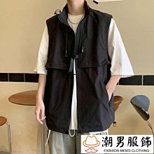 工裝馬甲男潮流百搭夏季新款寬松休閑無袖馬夾港風日系多口袋坎肩機能背心-雅怡尚品 歷史價格詳細信息