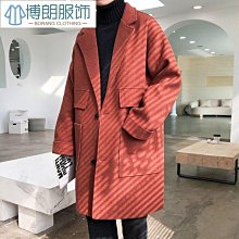 【熱賣精選】長版外套 厚外套 大衣 毛呢外套 2色毛呢大衣男韓版潮流過膝中長款風衣冬季加厚寬鬆雙排扣毛呢外套 歷史價格詳細信息