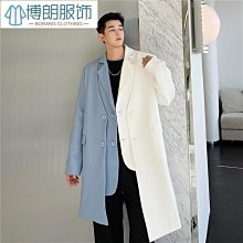 【熱賣精選】長版外套 厚外套 大衣 毛呢外套 2色毛呢大衣男韓版潮流過膝中長款風衣冬季加厚寬鬆雙排扣毛呢外套 歷史價格詳細信息