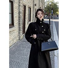 立領毛呢外套女秋冬 冬季保暖長版外套 氣質中長款收腰毛呢大衣  風衣外套女 風大衣 價格比較,價格查詢,歷史價格詳細信息