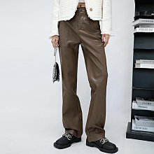 復古咖棕色pu皮微喇叭褲子女秋冬高腰垂感顯瘦小個子休閒拖地馬蹄褲 歷史價格詳細信息