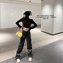 闊腿褲長褲潮休閒2021大直男士春款男裝褲腿中腰喇叭褲牛仔大筒褲 歷史價格詳細信息