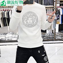 秋季新款男式長袖T恤韓版修身男T恤長袖圓領印花男士打底衫男性衣服上衣T恤男裝休閒服裝-正正男裝 歷史價格詳細信息