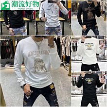 限時男士衛衣韓版潮流春秋季ins圓領寬松大碼長袖T恤男青少年加絨上衣-潮流好物 歷史價格詳細信息