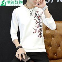 長袖T恤男士圓領秋冬季學生T恤上衣服韓版潮流男裝內搭打底衫秋衣男性服飾流行男裝休閒服裝-正正男裝 歷史價格詳細信息