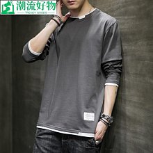 長袖T恤男士圓領秋冬季學生T恤上衣服韓版潮流男裝內搭打底衫秋衣男性服飾流行男裝休閒服裝-正正男裝 歷史價格詳細信息