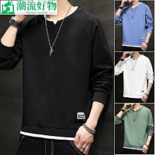 秋季潮流寬松打底衫翻領秋衣ins外套假兩件襯衫領長袖t恤男士衛衣【zero潮流屋】 歷史價格詳細信息