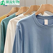 男士上衣 男士打底衫 長袖上衣男DUKEEN230g重磅純棉t恤男長袖美式圓領衛衣白色正肩內搭打底衫女-潮流好物 歷史價格詳細信息