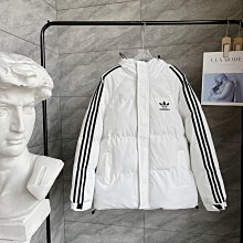 Adidas 愛迪達連帽棉衣 冬季羽絨棉服加棉加厚保暖麵包服黑色白色連帽防風防寒外套鋪棉外套 歷史價格詳細信息