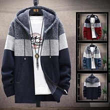 針織外套 加絨保暖修身毛衣外套 男士大尺碼連帽外套 韓版素面百搭連帽毛衣開衫夾克 保暖厚外套男 男天天精選 歷史價格詳細信息