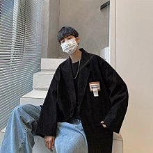西裝外套男 燈芯絨簡約貼標夾克外套 男士春秋季百搭休閒小西服 潮流痞帥寬鬆日系西服上衣外套（滿599元免運） 歷史價格詳細信息