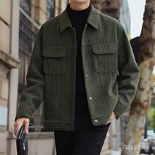 男士夾剋秋季外套休閒外套春秋複古工裝燈芯絨休閒夾剋男套裝韓版高級感ins修身短外套潮 歷史價格詳細信息