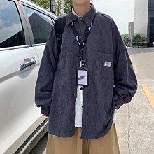 日系外套春秋襯衫 襯衫 男士燈芯絨長袖 長袖襯衫 男裝襯衫 純色大碼襯衫 復古外套 白襯衣 歷史價格詳細信息