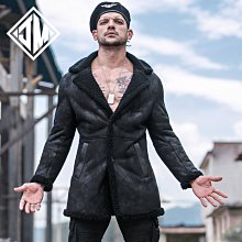 新品 超帥歐美男裝 JM 原生態皮毛一體皮草大衣男士羊毛外套燙印刺綉工藝重工機能潮設計 可開發票 歷史價格詳細信息