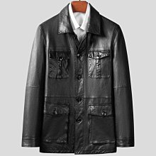山羊皮皮衣男真皮皮衣中老年爸爸商務休閑海寧春秋冬皮夾克外套A881471 歷史價格詳細信息