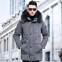 【型男會社】1021 HNAT 冬季男士大衣外套連帽皮毛皮草一體中長款 歷史價格詳細信息