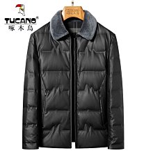 特賣- 冬季男士真皮羽絨服翻領羊羔毛領可脫卸綿羊皮皮夾克保暖外套 歷史價格詳細信息