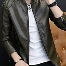新款真皮皮衣男春秋季翻領中年男士中長款夾克外套商務休閑上衣外套A881620 歷史價格詳細信息
