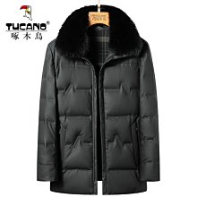 特賣- 冬季男士真皮羽絨服翻領羊羔毛領可脫卸綿羊皮皮夾克保暖外套 歷史價格詳細信息