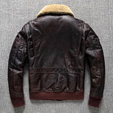 特賣- 空軍飛行服 厚純頭層黃牛皮真皮皮衣男短款翻領 皮夾克大碼外套 歷史價格詳細信息