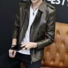 新款真皮皮衣男春秋季翻領中年男士中長款夾克外套商務休閑上衣外套A881620 歷史價格詳細信息