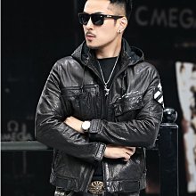 特賣- 男士真皮皮衣頭層厚羊皮商務休閑中老年爸爸裝真皮外套#1711 歷史價格詳細信息