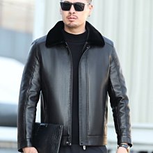 特賣- 冬季男士真皮羽絨服翻領羊羔毛領可脫卸綿羊皮皮夾克保暖外套 歷史價格詳細信息