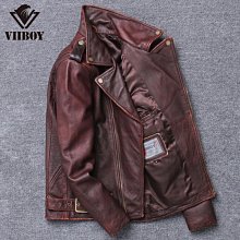 特賣- 頭層鹿皮真皮皮衣男短款翻領中年商務休閑皮夾克外套 歷史價格詳細信息