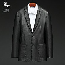 特賣- 頭層鹿皮真皮皮衣男短款翻領中年商務休閑皮夾克外套 歷史價格詳細信息