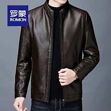 皮衣男冬季加絨加厚立領防風皮夾克中老年爸爸裝休閑外套-毛毛男裝 歷史價格詳細信息