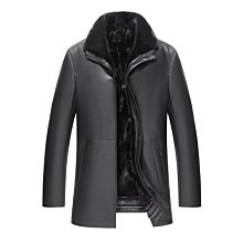 山羊皮皮衣男真皮皮衣中老年爸爸商務休閑海寧春秋冬皮夾克外套A881471 歷史價格詳細信息