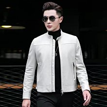 新款真皮皮衣男春秋季翻領中年男士中長款夾克外套商務休閑上衣外套A881620 歷史價格詳細信息