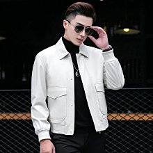 新款真皮皮衣男春秋季翻領中年男士中長款夾克外套商務休閑上衣外套A881620 歷史價格詳細信息