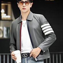 新款 頭層 青年立領 緊身機車服皮衣 哈雷夾克男裝休閒外套-毛毛男裝 歷史價格詳細信息